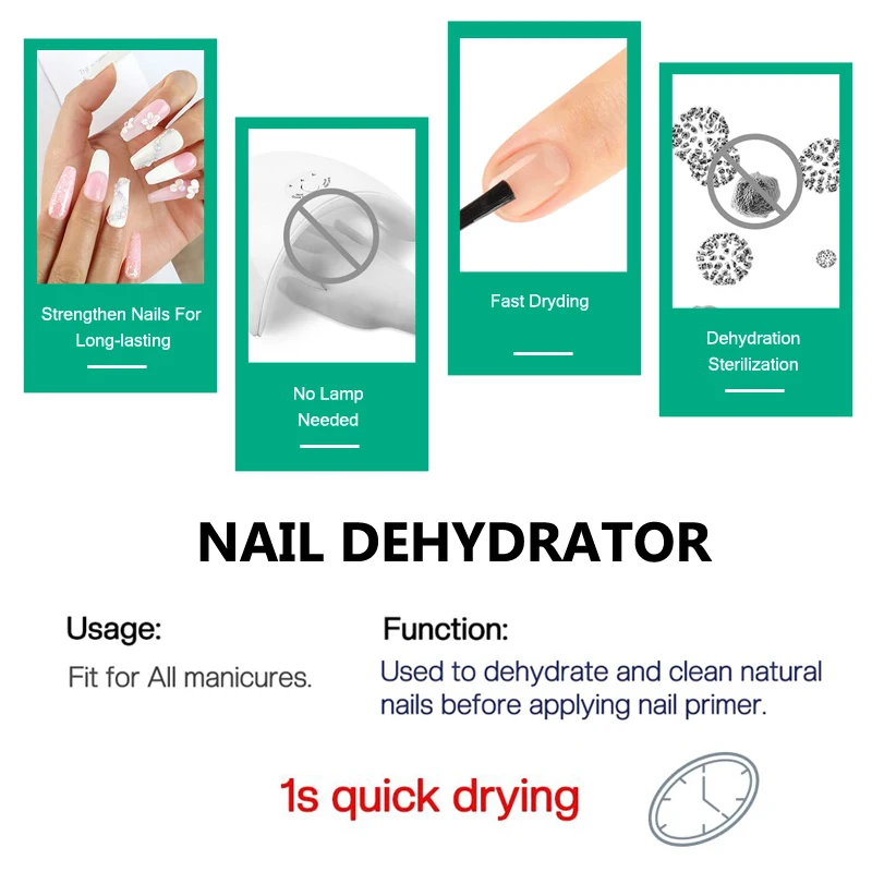 Nail gel Nail primer Nail dehydrator 15ML Nail Prep Dehydrator Primer No Need UV LED Lamp Fast Air Dry Long Lasting Semi Permanent Strong Base Coat Nail Gel