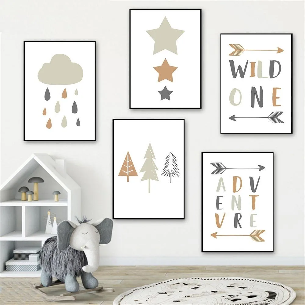 

Canvas Painting Nursery Wall Art Cloud Star Print Plants Quotes Posters Prints Nordic Pictures Kids Room Decoration