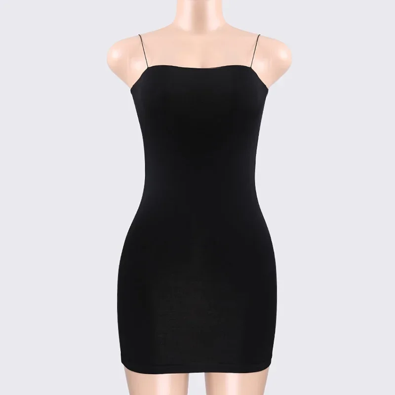 Spring and Summer New Women's Slim-fit Black Dress Y2k Fashion Slim-fit U-neck Sexy Suspender Sleeveless Solid Color Short Skirt