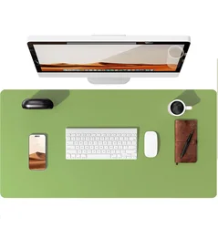Premium Waterproof Leather Desk Pad - Elegant Non - Slip Office Workspace Protector - 120x50 cm (Leaf Green)