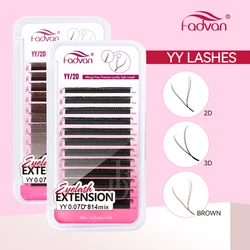FADVAN YY Shape Natural Soft Brazilian Eyelash Extensions - Faux Mink 2D Premade Volume Fans - Dd