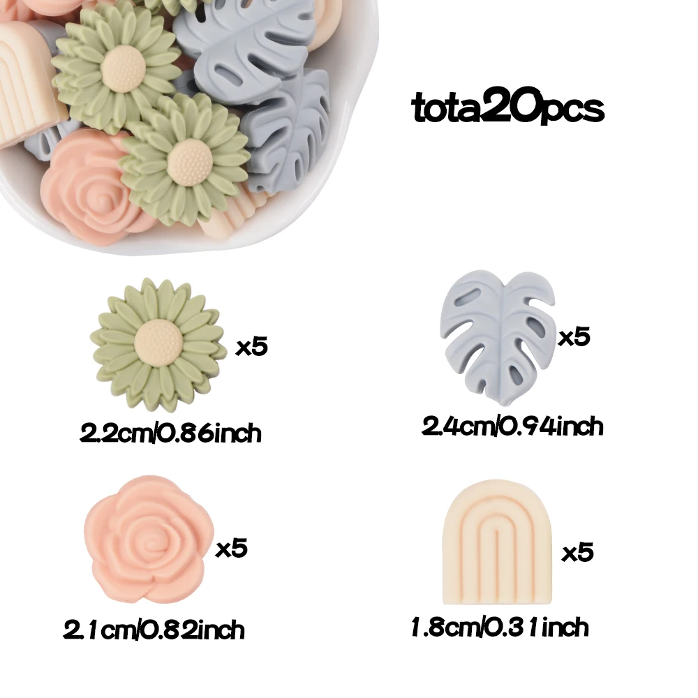 LOFCA 22mm Gänseblümchen Blumen Lose Silikon Sicher Rose Schmuck Schatz Zahnen Perlen DIY Kautable Farbe baby zahnen BPA-frei – Detail 17
