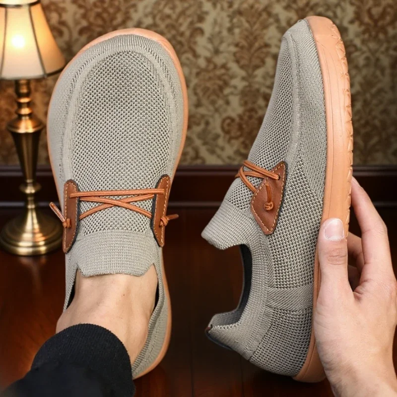 Fashion Wide Toe Shoes Summer Trendy Kahki Mesh Casual Walking Sneakers 2025 Breathable Barefoot Large Men Wide Barefoot Shoes