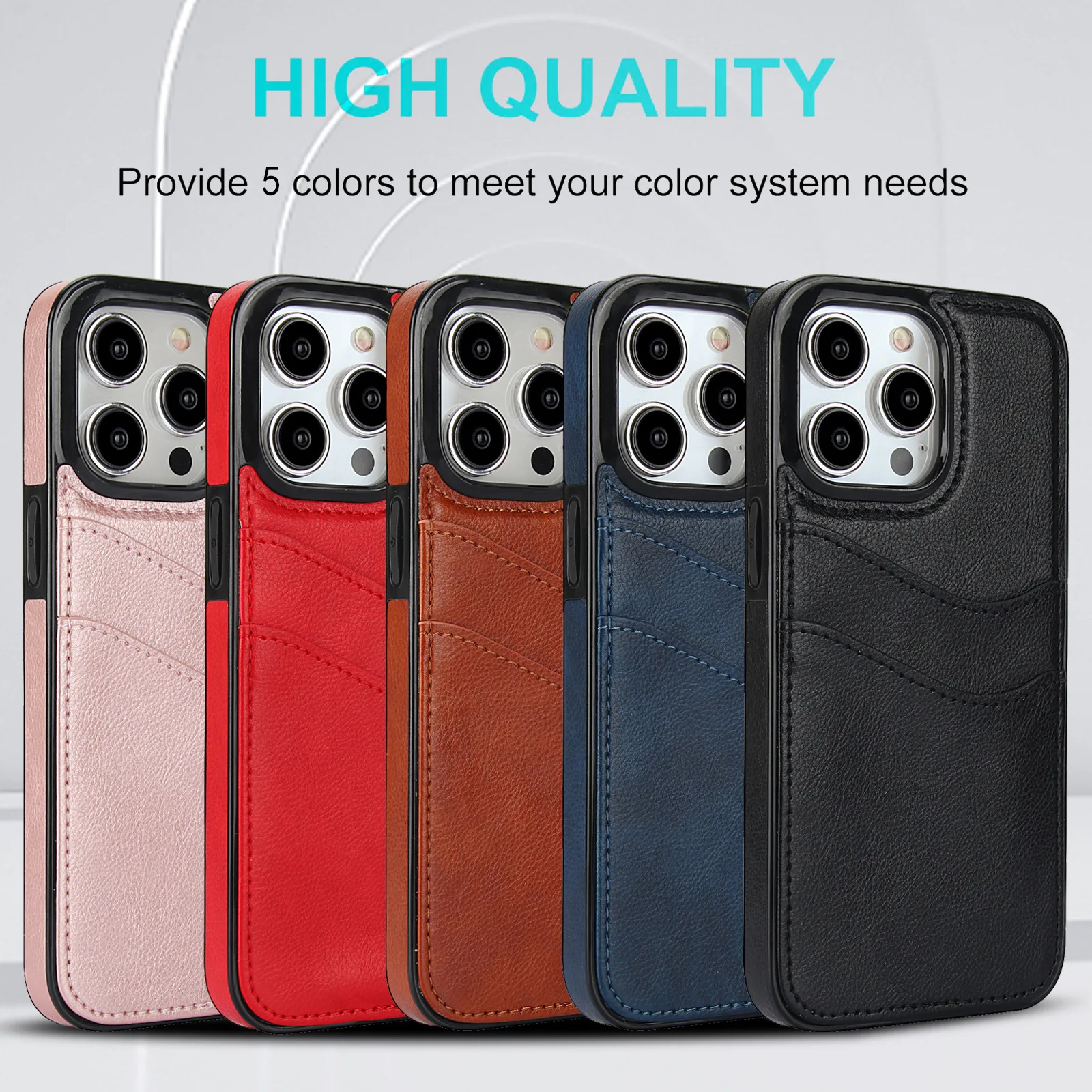 

2024 New Leather Insert Card Phone Case for iPhone 15 Pro Max 14 13 12 11 12 13Mini X XR 78 Plus SE2 Anti-Knock Protective Cover