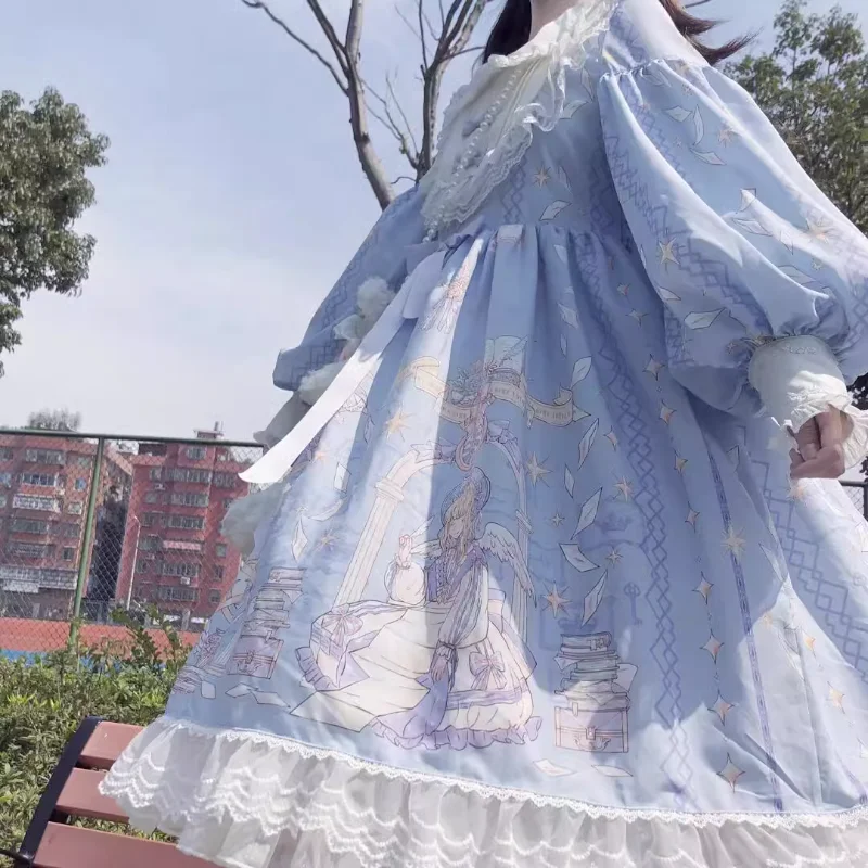 Japanese Spring Summer sweet Lolita Dress Women Kawaii Victorian Tea Party Long Sleeves Lace Gothic Girls Lolita Dresses Cosplay