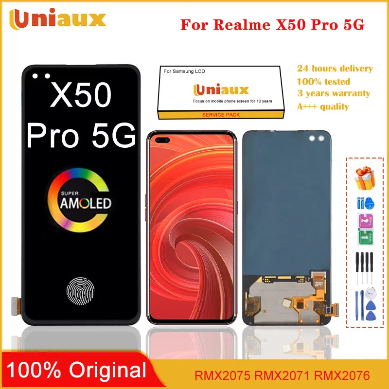 Amoled Originale Per Oppo Realme X50 Pro 5G Display Lcd Touch Digitizer Assembly Per Realme X50 Pro Rmx2075 Rmx2071 Lcd