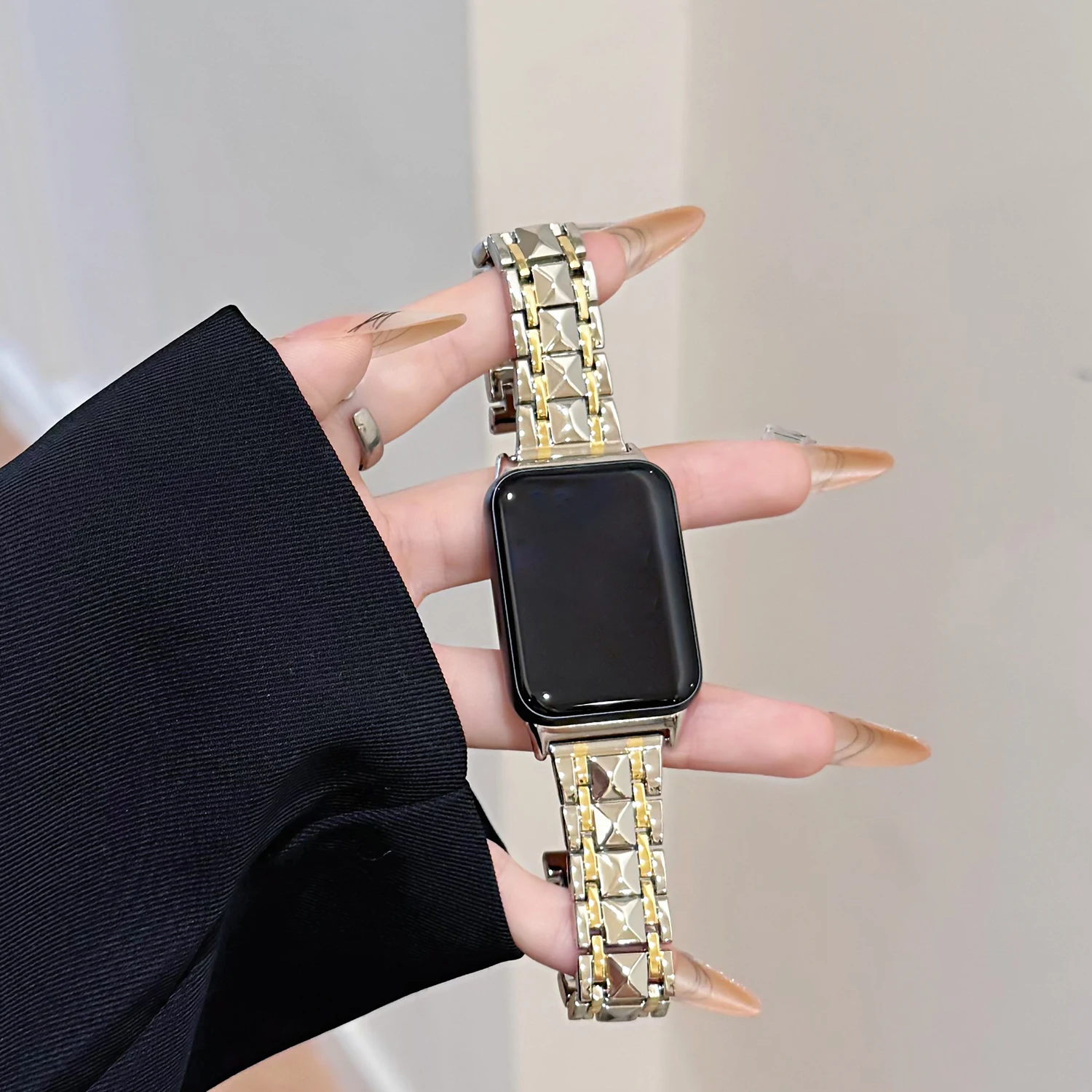 Helles Metallarmband mit Schmetterlingsschnalle, geeignet für Xiaomi Band 8/9 Pro, vielseitiges Armband, geeignet für Redmi Watch 4 5, Shining – Detail 8