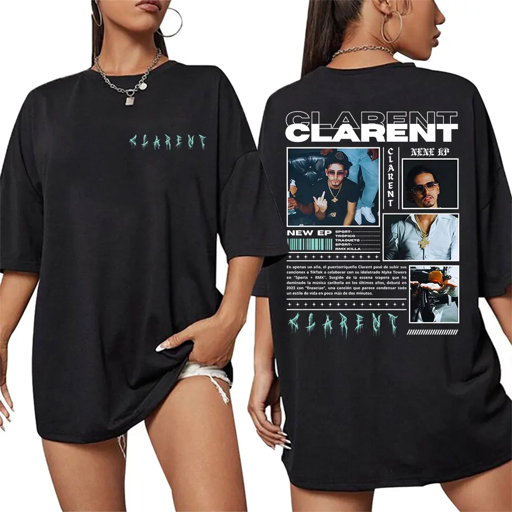 Rapper CLARENT Album 2025 Merch TShirt Herrenbekleidung Hip Hop Kurzarm T-Shirts Mann Mode Hochwertiges T-Shirt aus 100 % Baumwolle