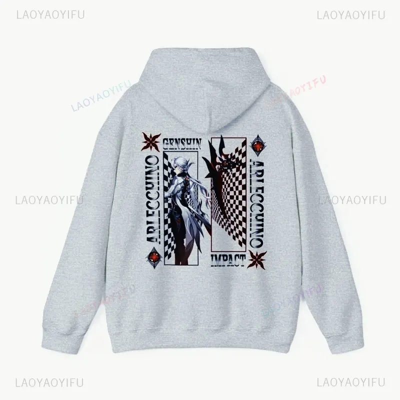 Arlecchino Genshin Impact Herren-Shirt Anime-Fan-Kleidung Cosplay Pullover Niedliches Anime-Merchandise Sweatshirt Otaku-Bekleidung Gaming-Hoodie