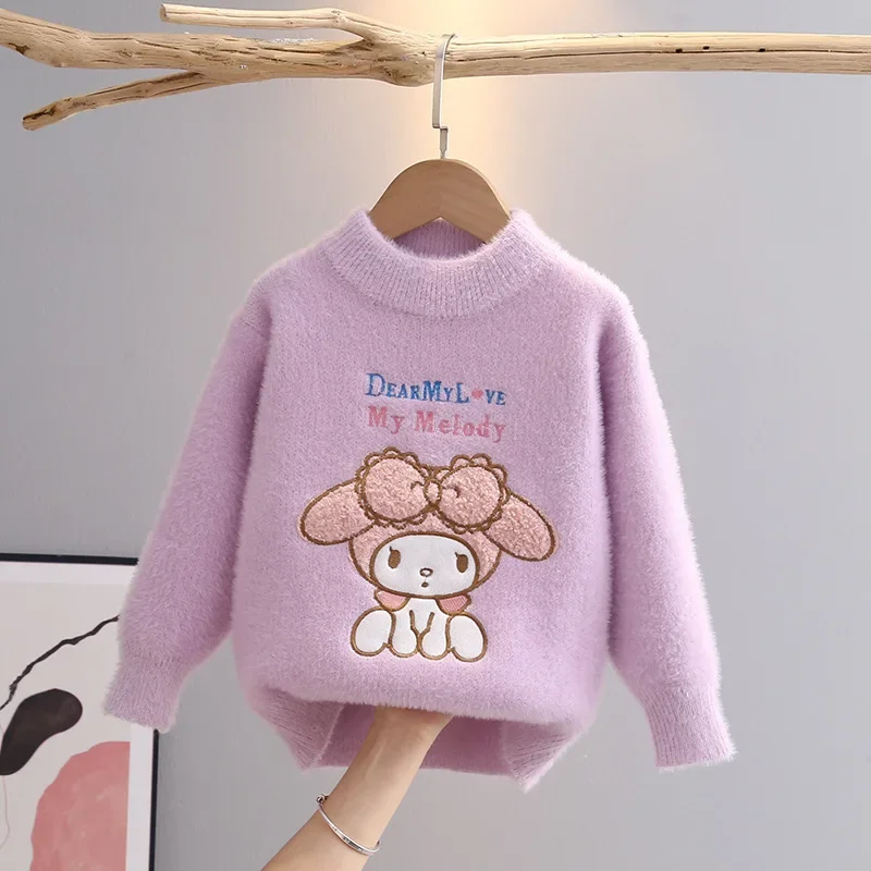 

Toddler Girls Cashmere Sweater Winter Children Plush Warm High Quality Clothes 3-10Years Kids Toddler Cartoon Pink Sweater