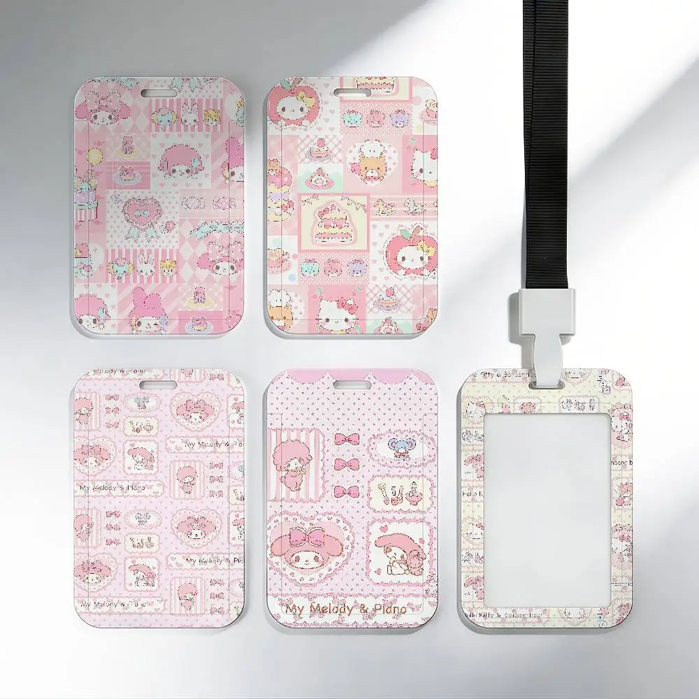 귀여운 핑크색 맥시멀리즘 버스 지하철 카드케이스 헬로키티 플라스틱 마이멜로디 워크홀더 학생 식사카드 커버 여성 남성용