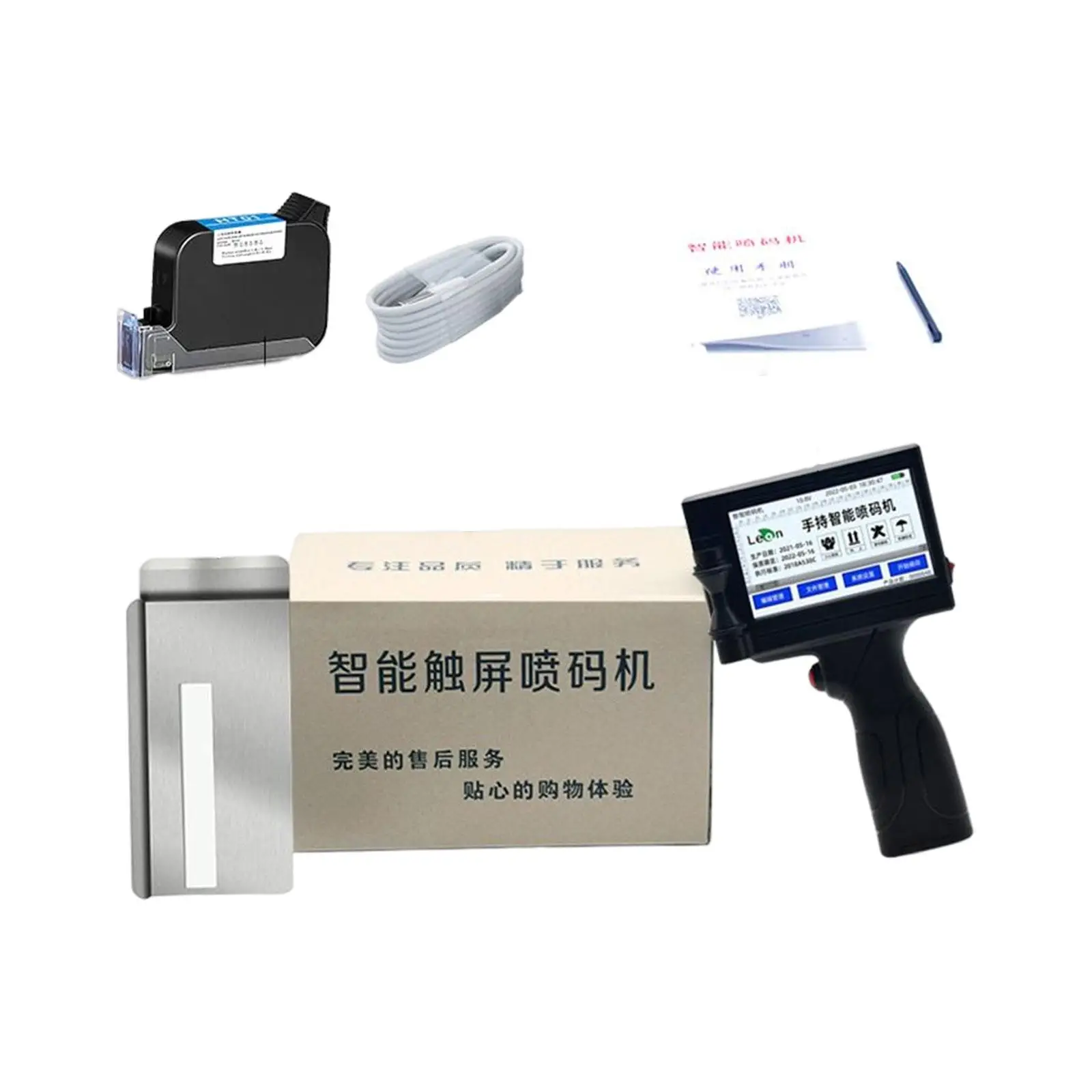 

Portable Handheld Inkjet Printer Coding Machin Touch Screen Handheld Printer Portable for Graphics Trademark Code Number