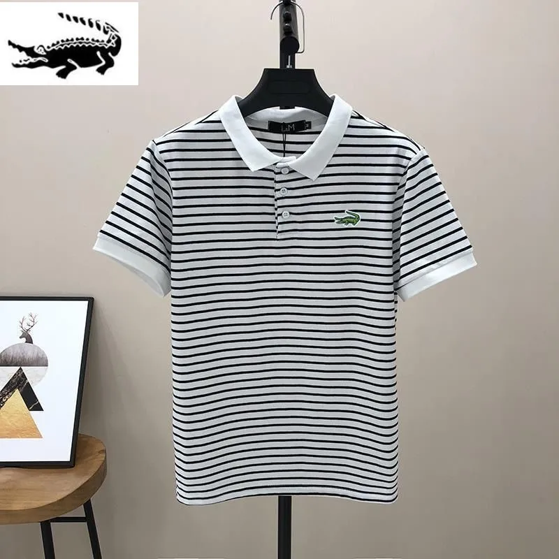 

Summer Brand Men's T-Shirt Animal Graphic T-Shirt Classic Lapel Stripe Designer Tops Business Casual Retro Men's