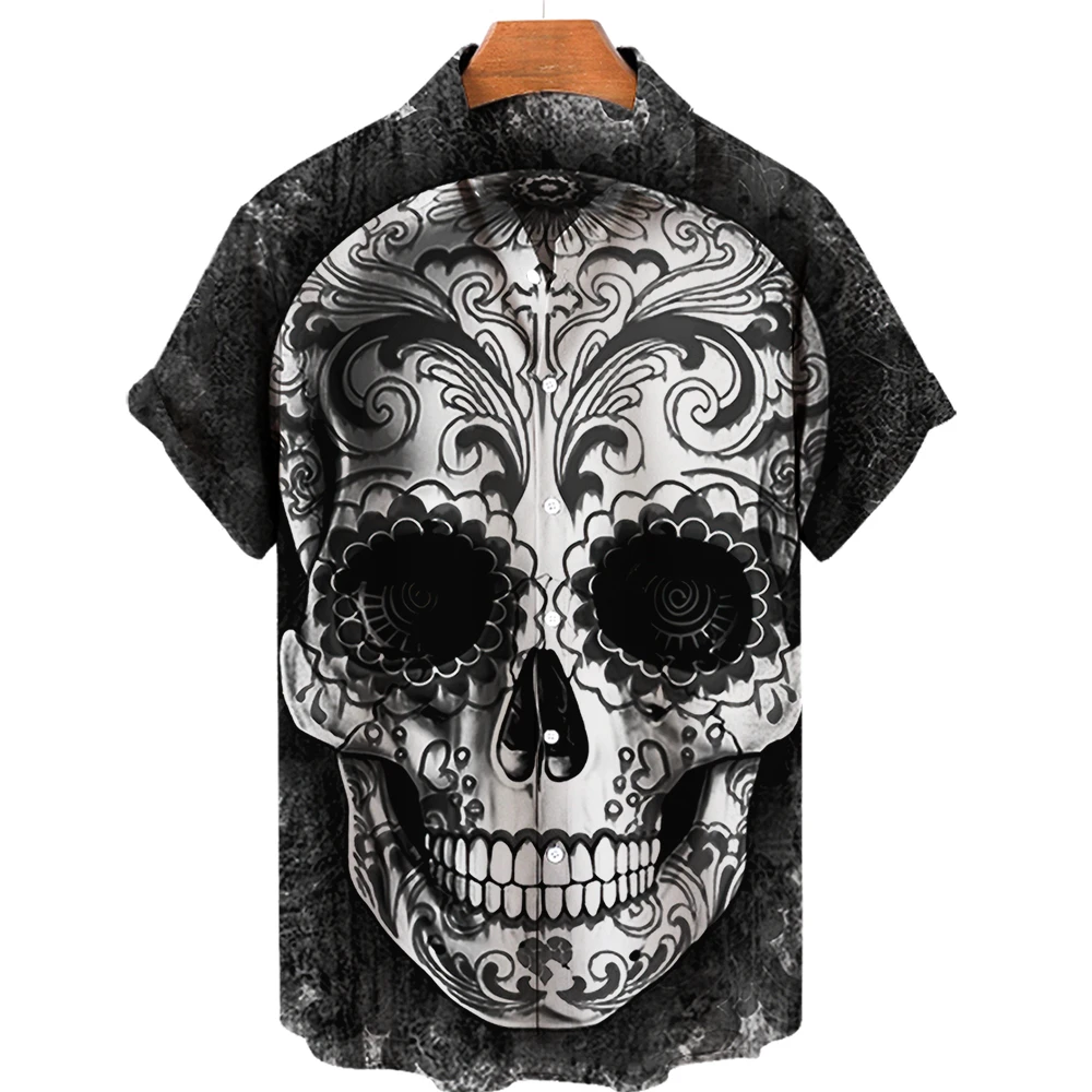 3d Skull Printed Dread Man Men's Shirts Short Sleeve Hawaiian Shirt Men Fashion Designer Shirt For Men 2022 Summer Shirts Man 6