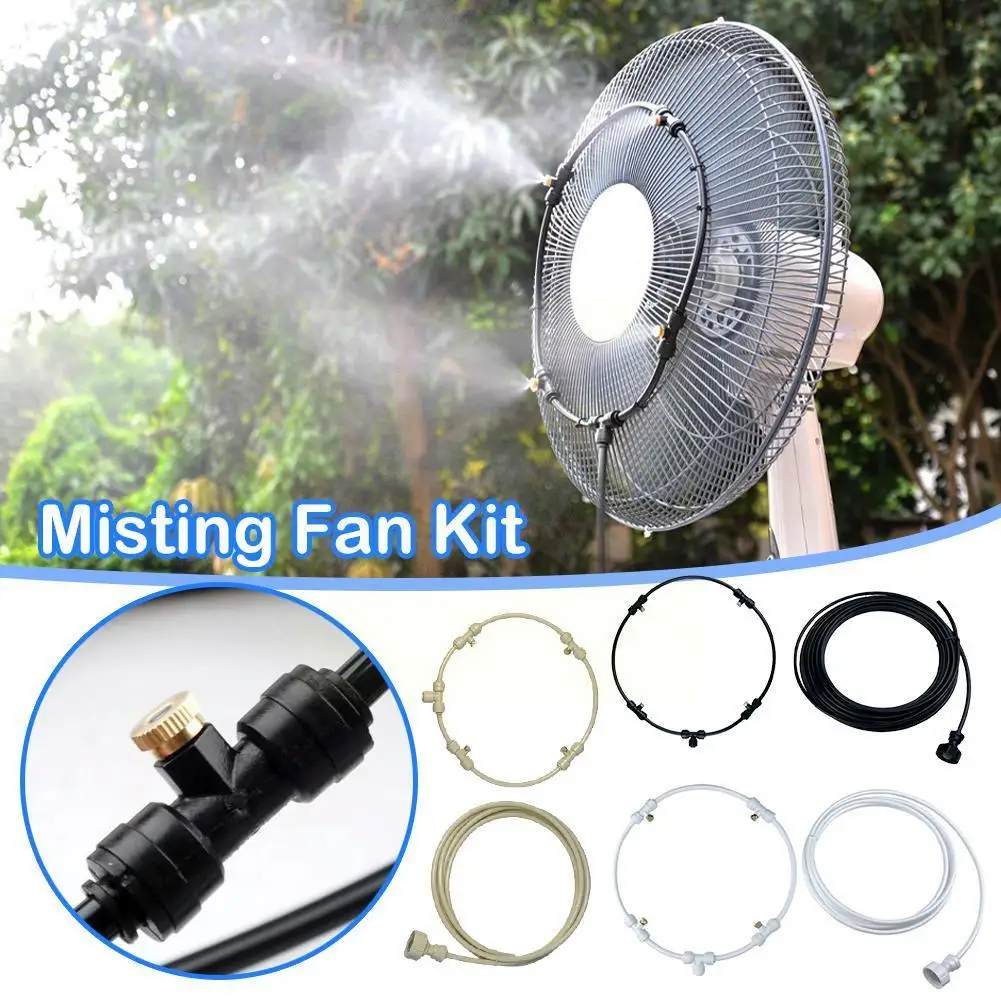 

Misting System Fan Cooling Portable Patio Garden Spray Kit Fog Mist Sprayer 4 Nozzles Fan Kit Water M Mist Sprinkler D3W5