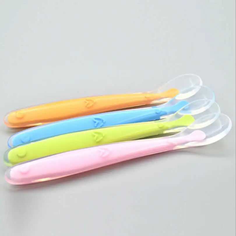 Description Picture 5 of itemBaby Feeding Spoons Training Children Infant Temperature Sensoning Food Grade Flatware Tableware Cutlery Silicone Spoon With Box