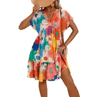 Plus Size 1XL-5XL Women's Fashionable V-neck Floral Print Elegant and Comfortable Dress - Image 4
