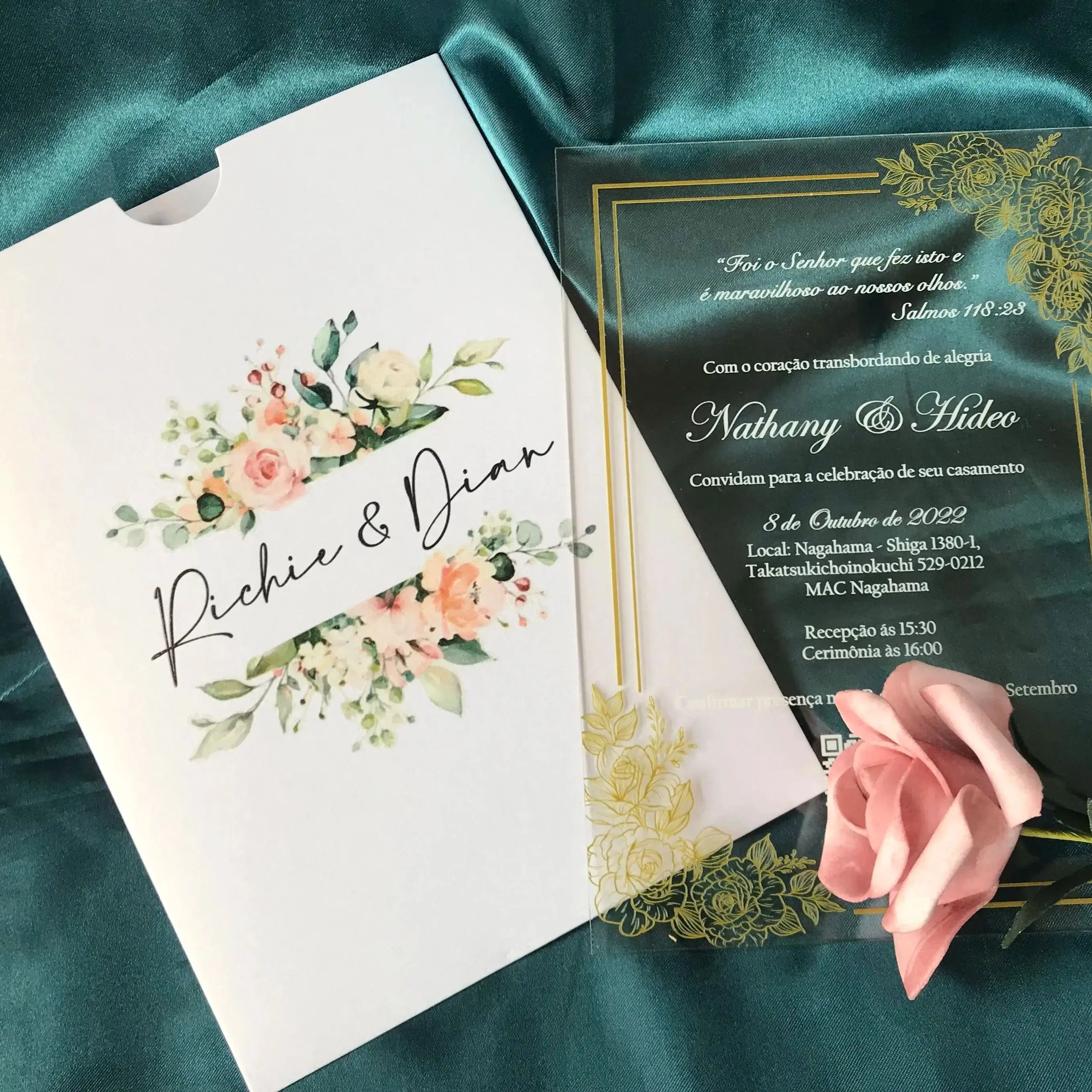 10pcs Transparent Acrylic Wedding Invitation Cards with Personalized Envelopes Invitation Cards