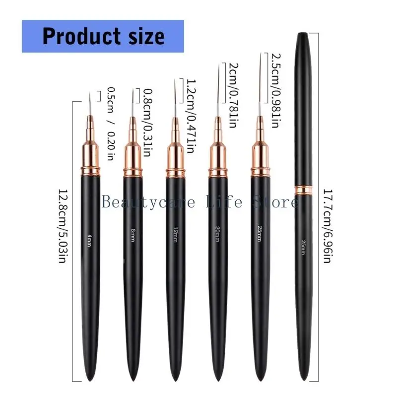 652C 손톱 아트 라이너 브러쉬 네일 페인팅 브러쉬 펜 손톱 페인팅 펜 긴 라인 세부 사항을위한 다기능 손톱 브러쉬