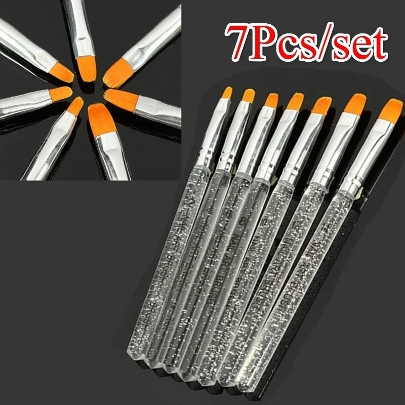 7pcs UV Gel Acrylic Crystal Nail Art Design Builder Salon Painting Brush Pen Set Paint Brushes Acrylic Painting Education Goods
