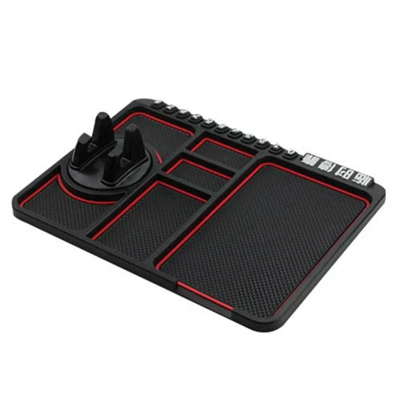 Car Anti Slip Mat Rotatable Phone Holder GPS Storage Cushion with Parking Card Slot Interior Accessories