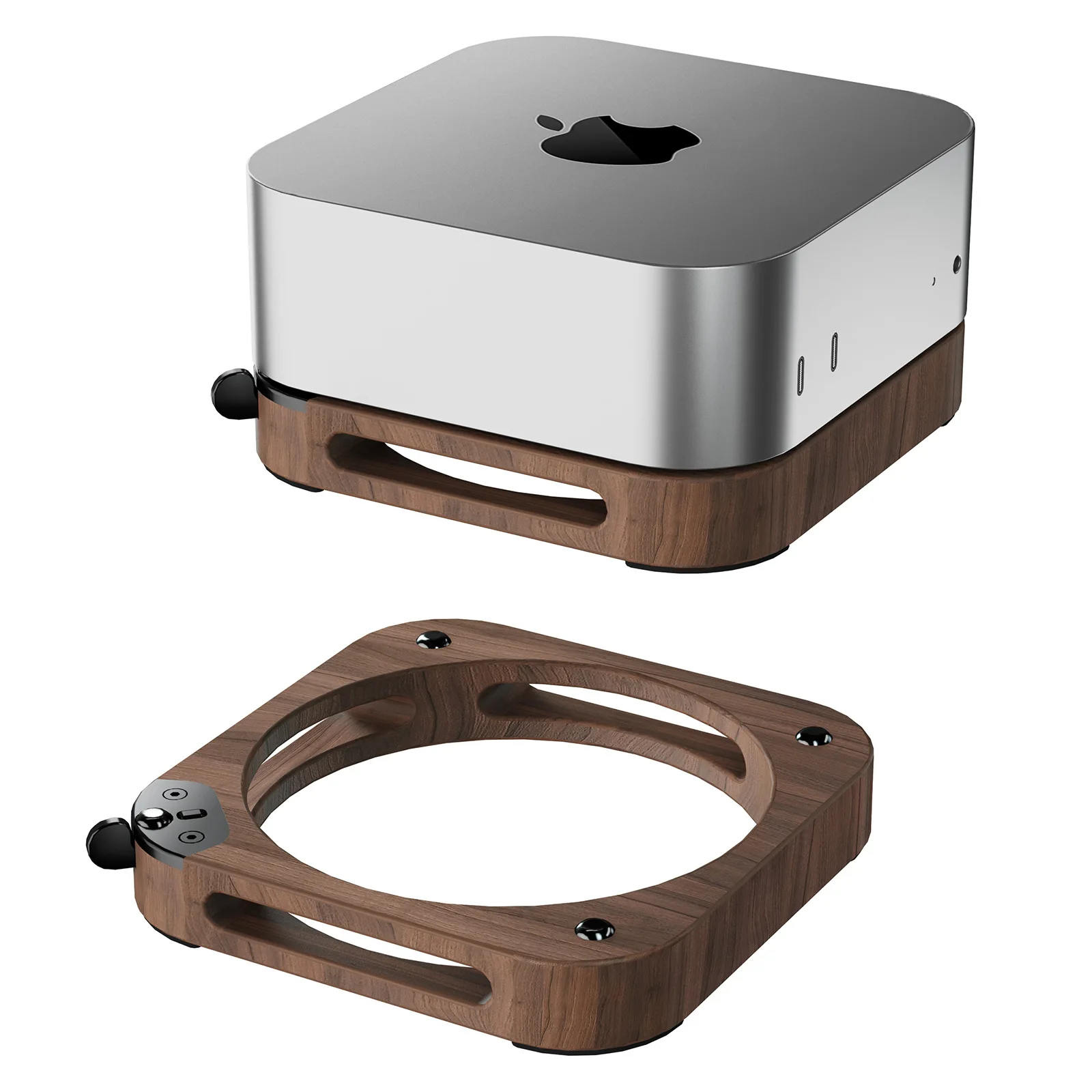 For Mac Mini M4 Walnut Base Dustproof Cooling Stand External Switch Button Heightened Dustproof Design PC Accessories mac mini stand