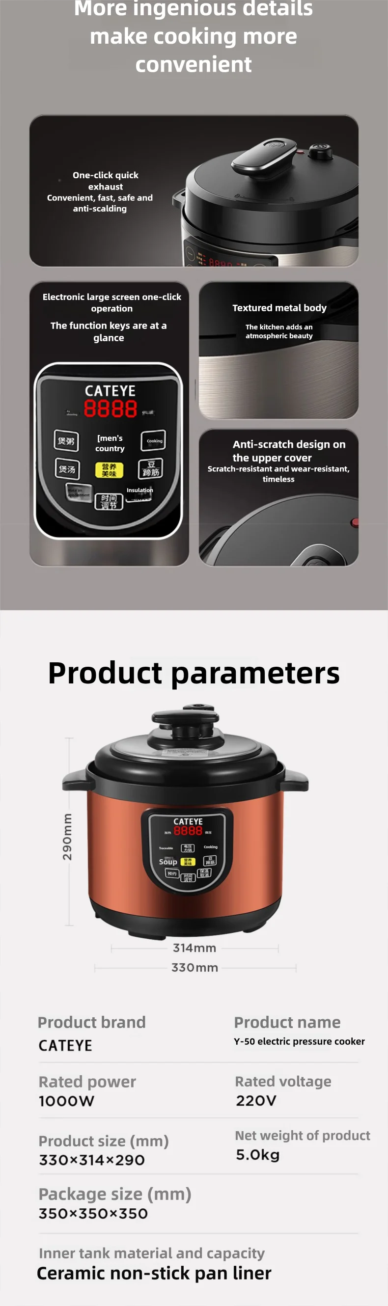 pressure cooker, cateye pressure cooker household multifunctionalrice cooker,intelligent 3-liter large capacity