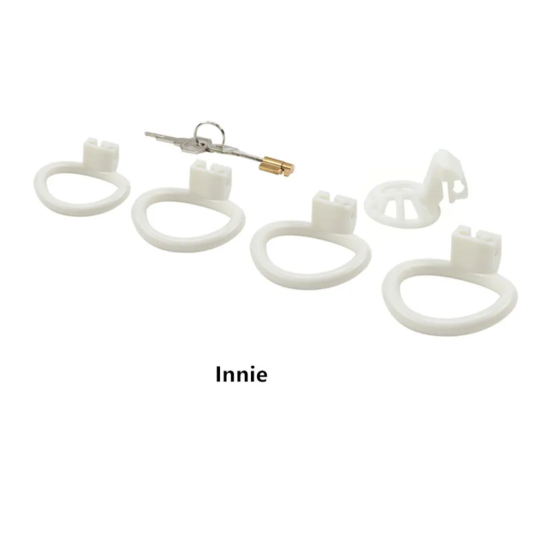 Locked In Lust Male Chastity Cage  Innie Male Chastity Device with 4 Penis Ring ,Cherry Keeper MicroCage Sex Toys