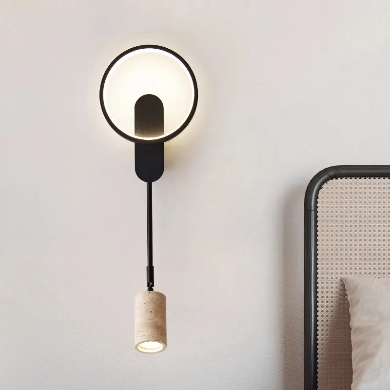 Wabi-Sabi Round Cave Stone LED Wall Lamp 2