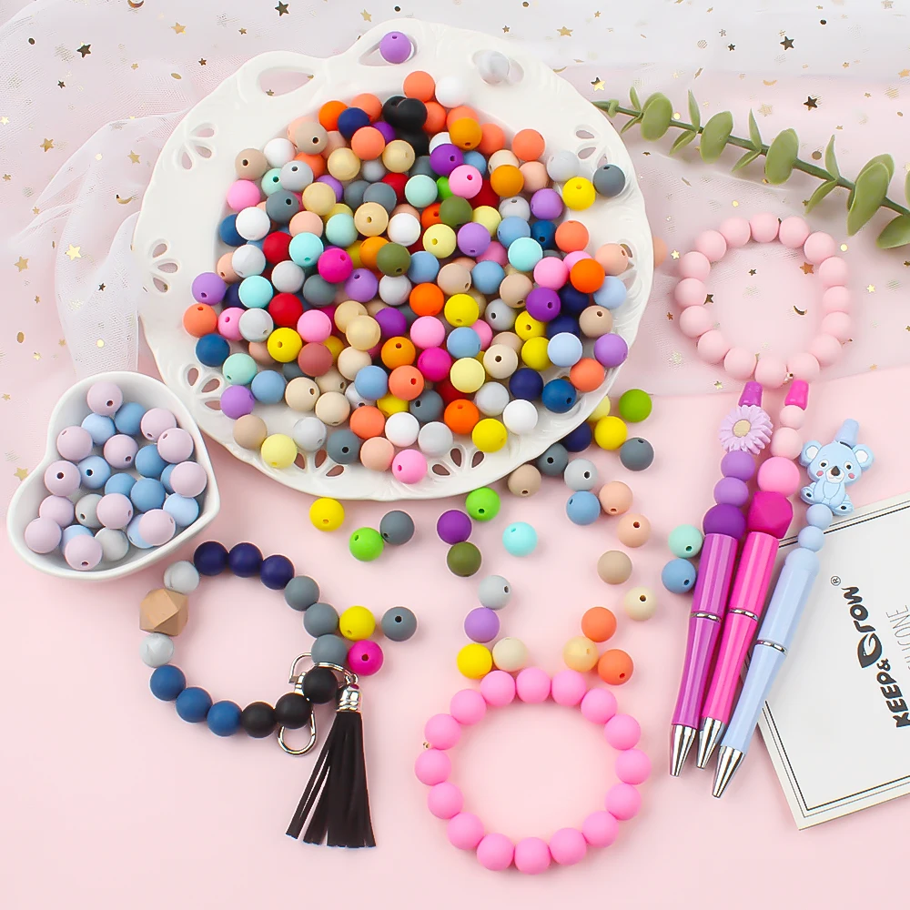 20-Piece Set of Mixed Size Silicone Beads for DIY Jewelry and Craft Projects