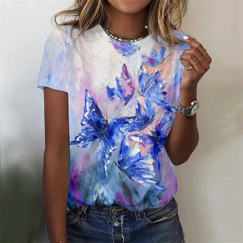 Women Summer Artsy Dot Cotton O-Neck T-Shirt