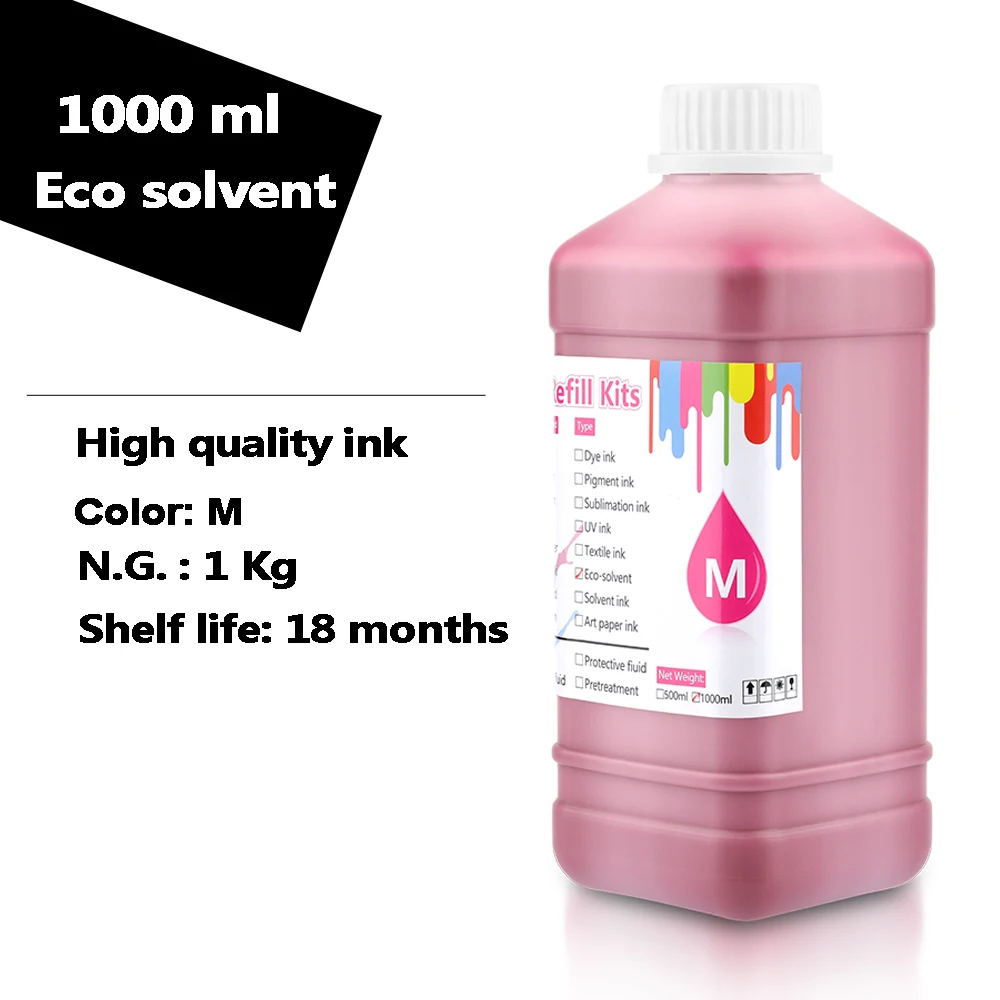 Tinta Solvente Eco Tinta Branca para Epsonrolandmimaki Fordx5 Dx6 Dx7 Dx10 Tx800 Xp600 5113 4720 I3200 Tinta à Base de Óleo 1000ml - Imagem 4