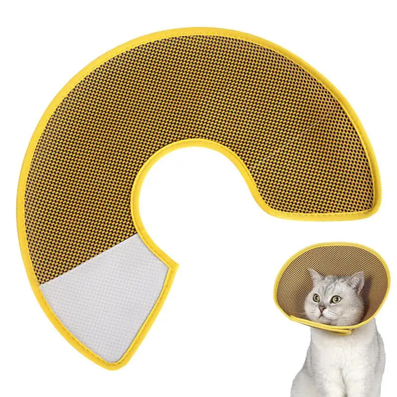 

Adjustable Cat Recovery Cone Collar Breathable Knitted Collar For Pets Comfortable Wound Healing Protective Cone Collars