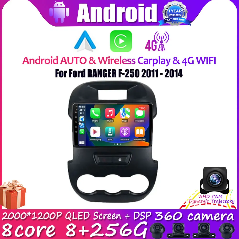 

Android 14 для Ford RANGER F-250 2011-2014, мультимедийный стереоплеер, автомобильное радио, беспроводное Carplay, Автомобильная GPS-навигация, 4G, Wi-Fi, DSP