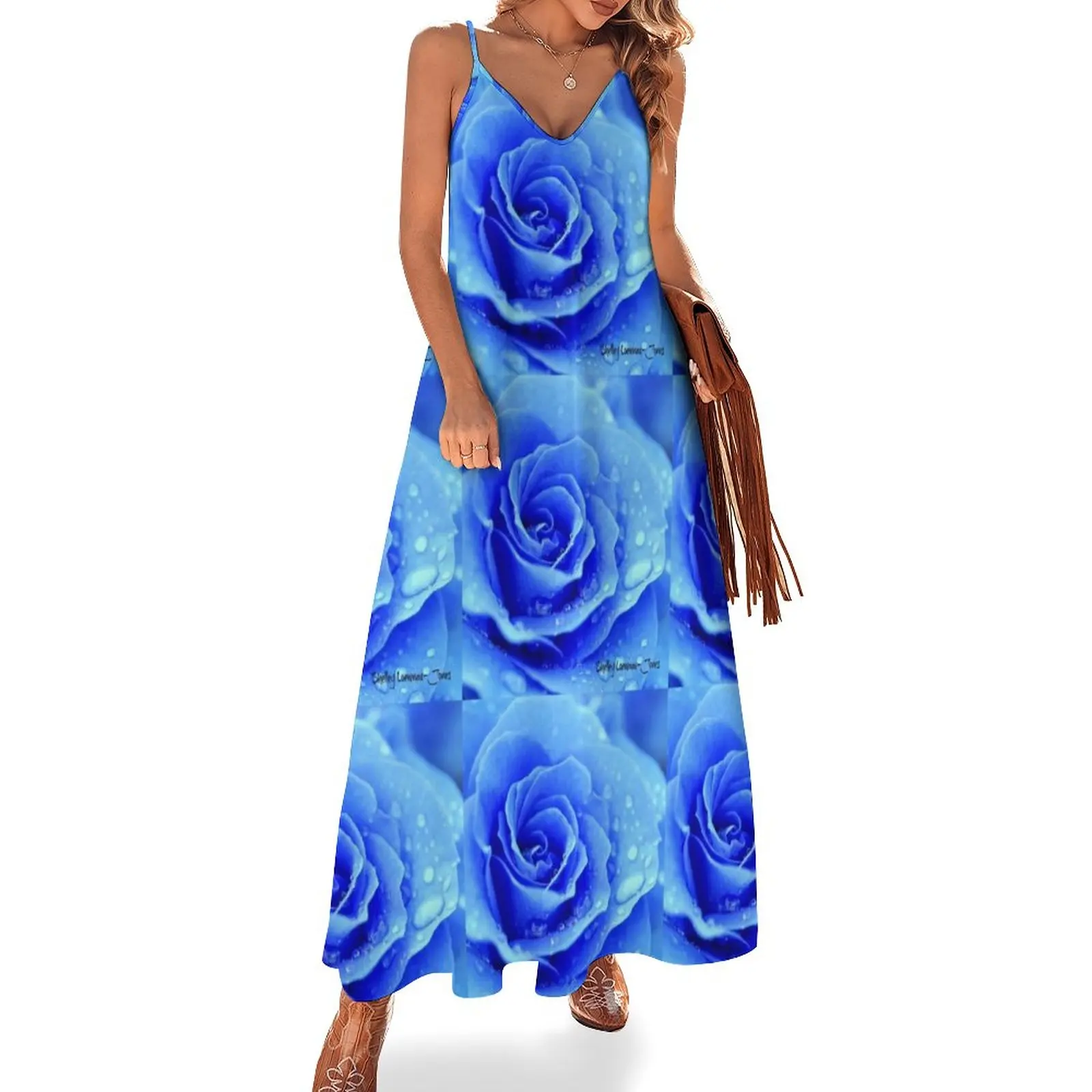 

Blue Rose Sleeveless Dress ladies dresses for women 2024 ceremony dresses dresses for women 2024 women party