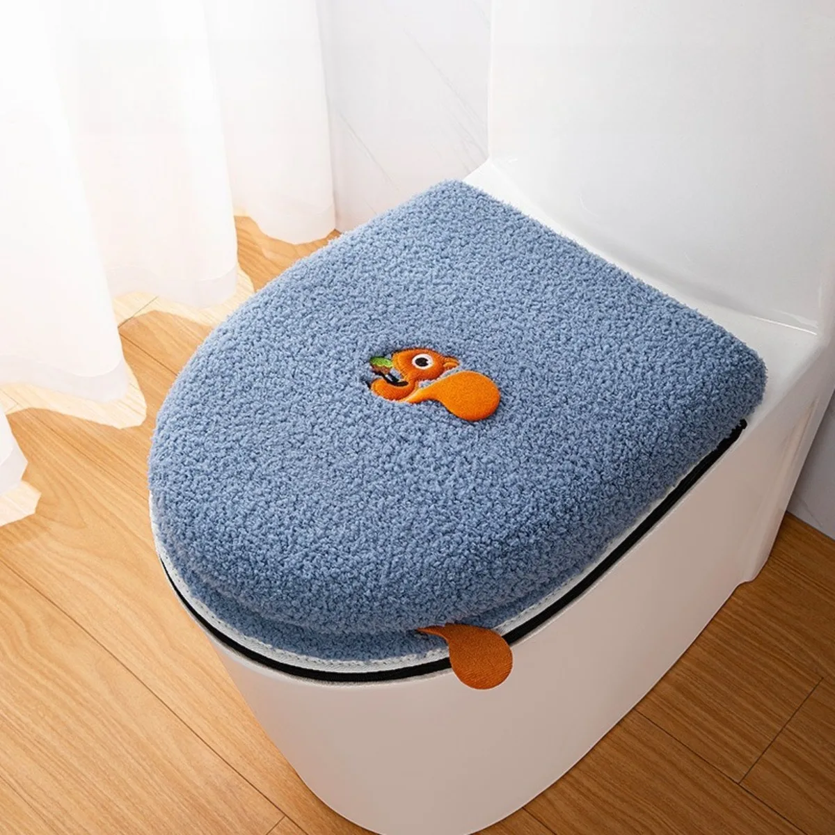 2PCS 화장실 좌석 쿠션 세트 겨울 따뜻한 방수 부드러운 화장실 커버 지퍼와 손잡이 포함 사용하기 쉬운 욕실 액세서리