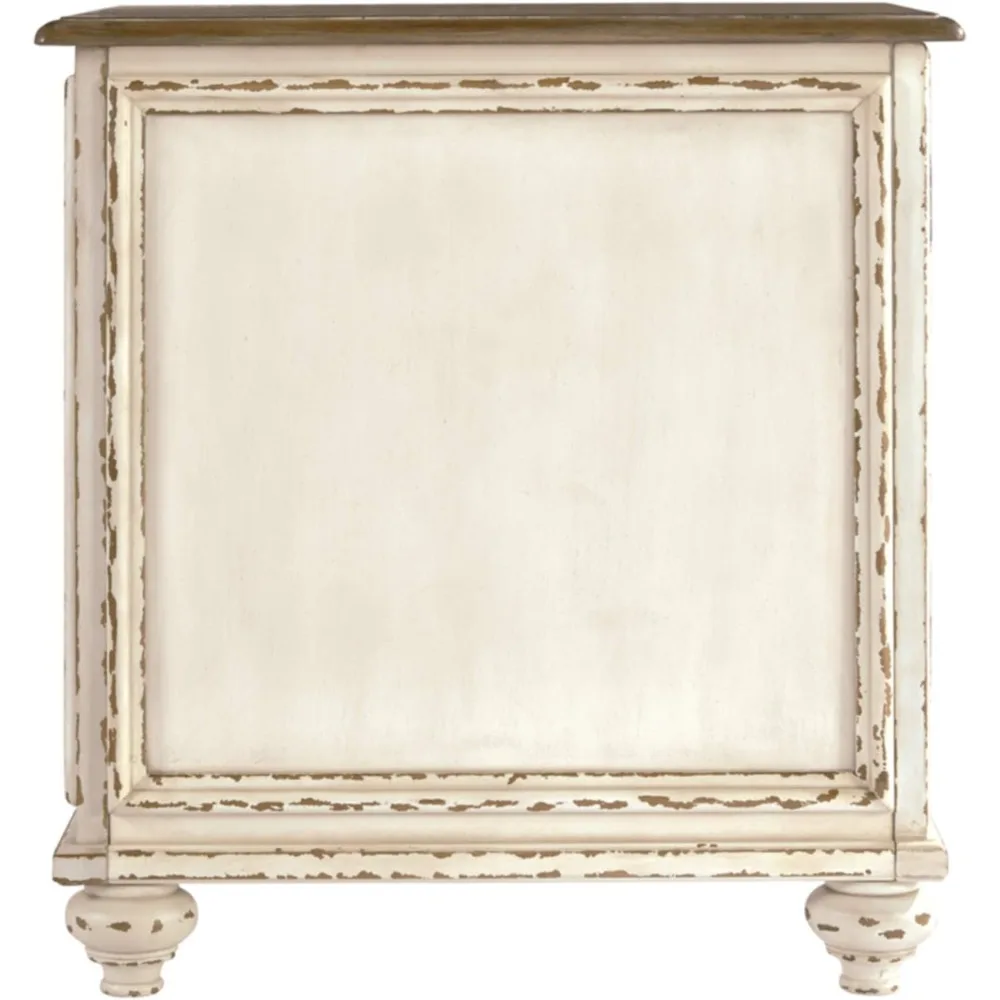 Realyn Chairside End Table, White/Brown Wood 5
