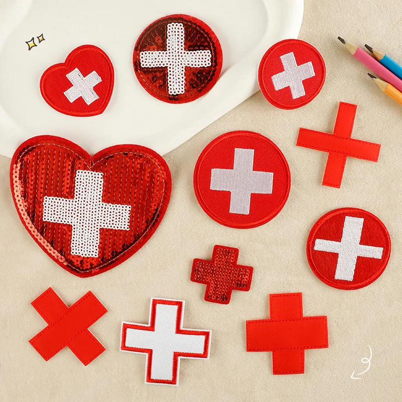

2024 New Circular Shoes Heart Embroider Fabric Patch Label Heat Sticker for Cloth Hat Jeans Backpack Sew Adhesive Emblem Logo