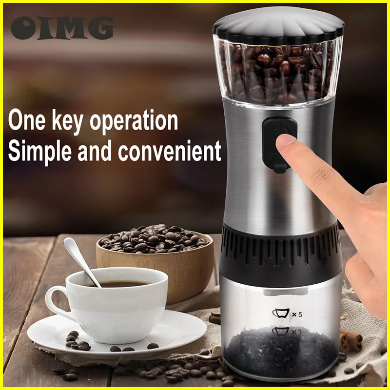Oimg Electric Coffee Grinder Stainless Steel Adjustable Usb Charging