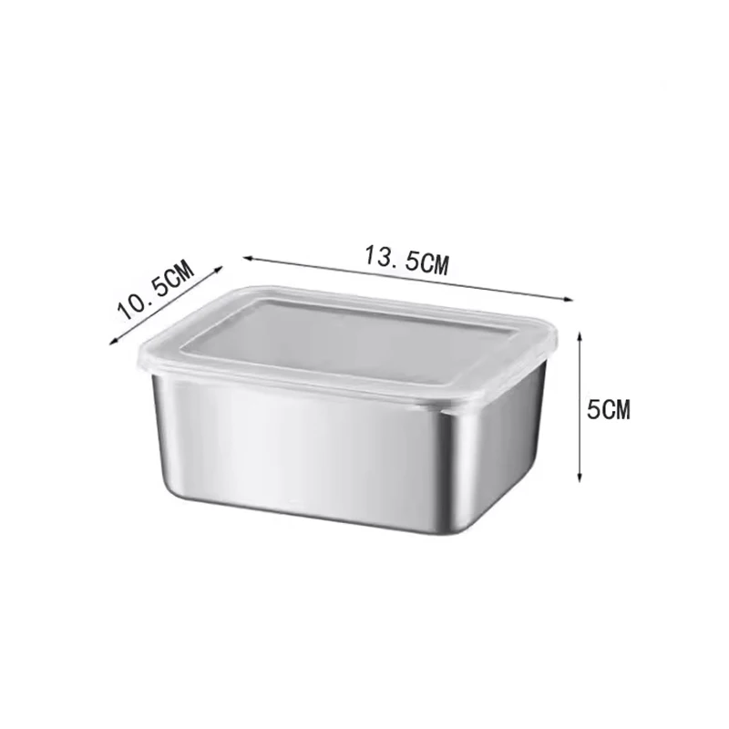 1/3/5 PCS storage box kitchen storage box food storage container food storage box Stainless Steel Refrigerator Food Storage Box With Plastic Lid Prepare Food Freshness Preservation Box Picnic