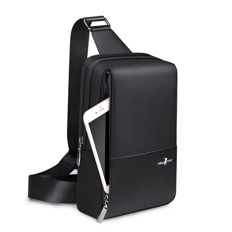 WILLIAMPOLO Business Men's Crossbody Bag Waterproof Oxford Anti-Theft Shoulder Bag Outdoor Travel Sling Chest Bag For Male 2022