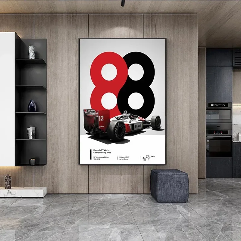 Scandinavian minimalist wall art Ayrton Senna Formula 1 Legendary Star Champion HD Poster Print Home Bedroom Living Room Decor motorsport picture car wall art print wall art print