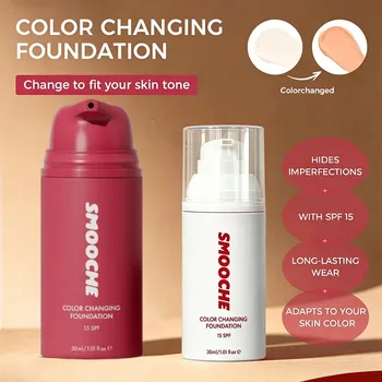 Smooche Correttore che cambia colore Base viso Trucco liquido invisibile naturale che copre i pori Fondotinta liquido impeccabile Trucco che regola il tono della pelle