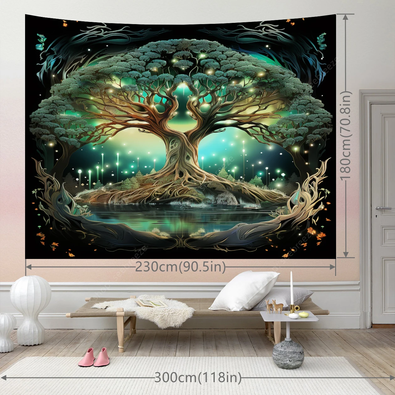 Description Picture 4 of itemTrippy Psychedelic Tree Of Life Tapestry Wall Hanging Room Decor Aesthetic Wishing Tree Large Mandala Witchcraft Boho Tapestries