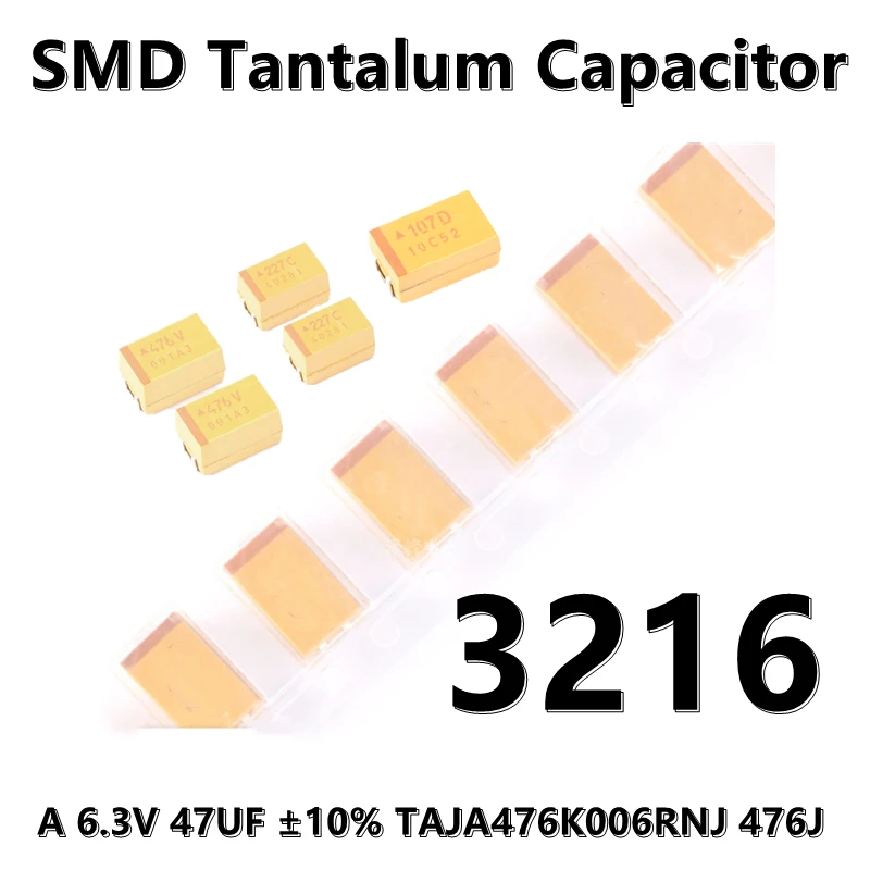 

(5pcs) 3216 (Type A) 6.3V 47UF ±10% TAJA476K006RNJ 476J 1206 SMD tantalum capacitor