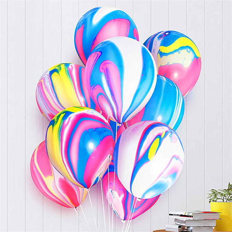 Colorful Agate Marble Latex Balloons - 12 Inch Party Decorations for Weddings, Birthdays, and Baby Showers