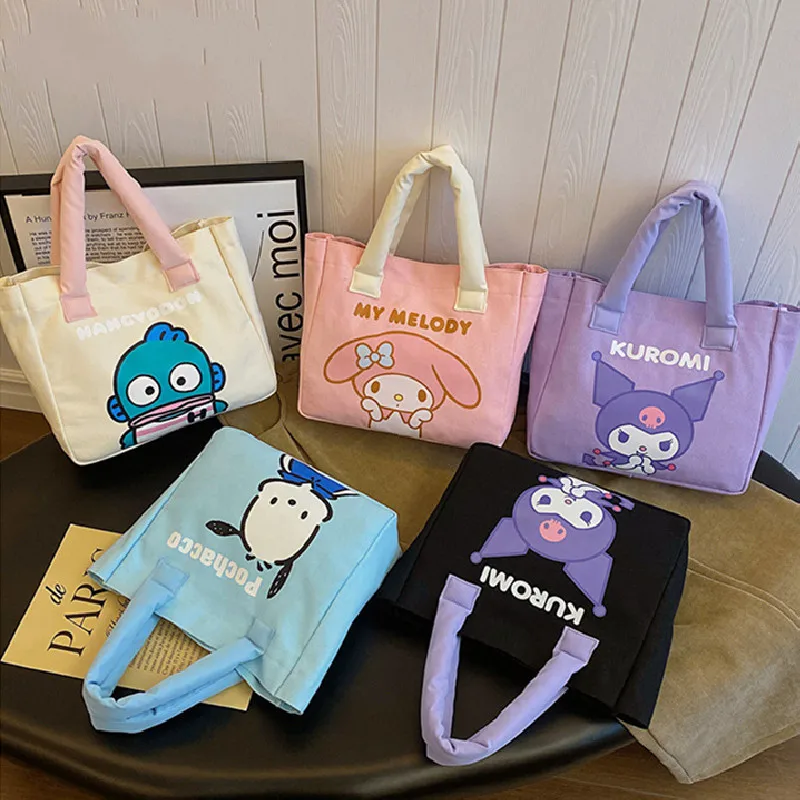 

Sanrio оригинальный Kuromi My Melody Hangyodon понравико кавайная холщовая вместительная Портативная сумка для отдыха модный подарок для девочек