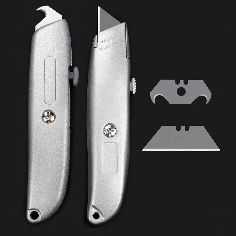 Aluminum Shell Box Cutter Utility Knife, Retractable Carbon Steel