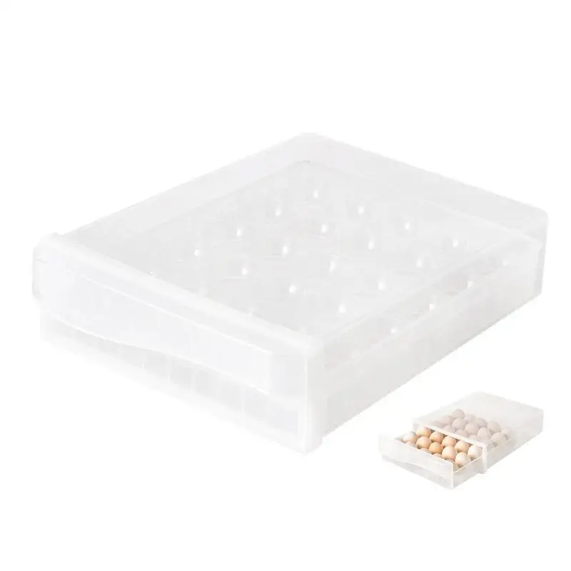 

Egg Storage Container Refrigerator Egg Holder With Lid Space-Saving Drawer Type Egg Container Stackable Egg Bin Holds 30eggs