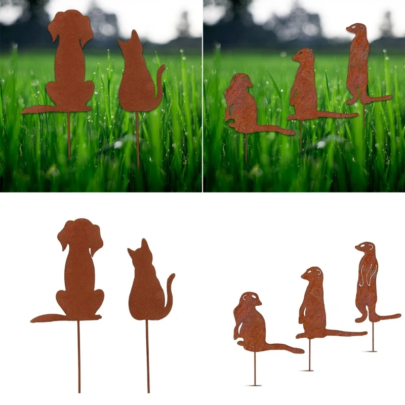 

Metal Rusted Animals Garden Stake Artificial Metal Garden Art for Lawn Garden